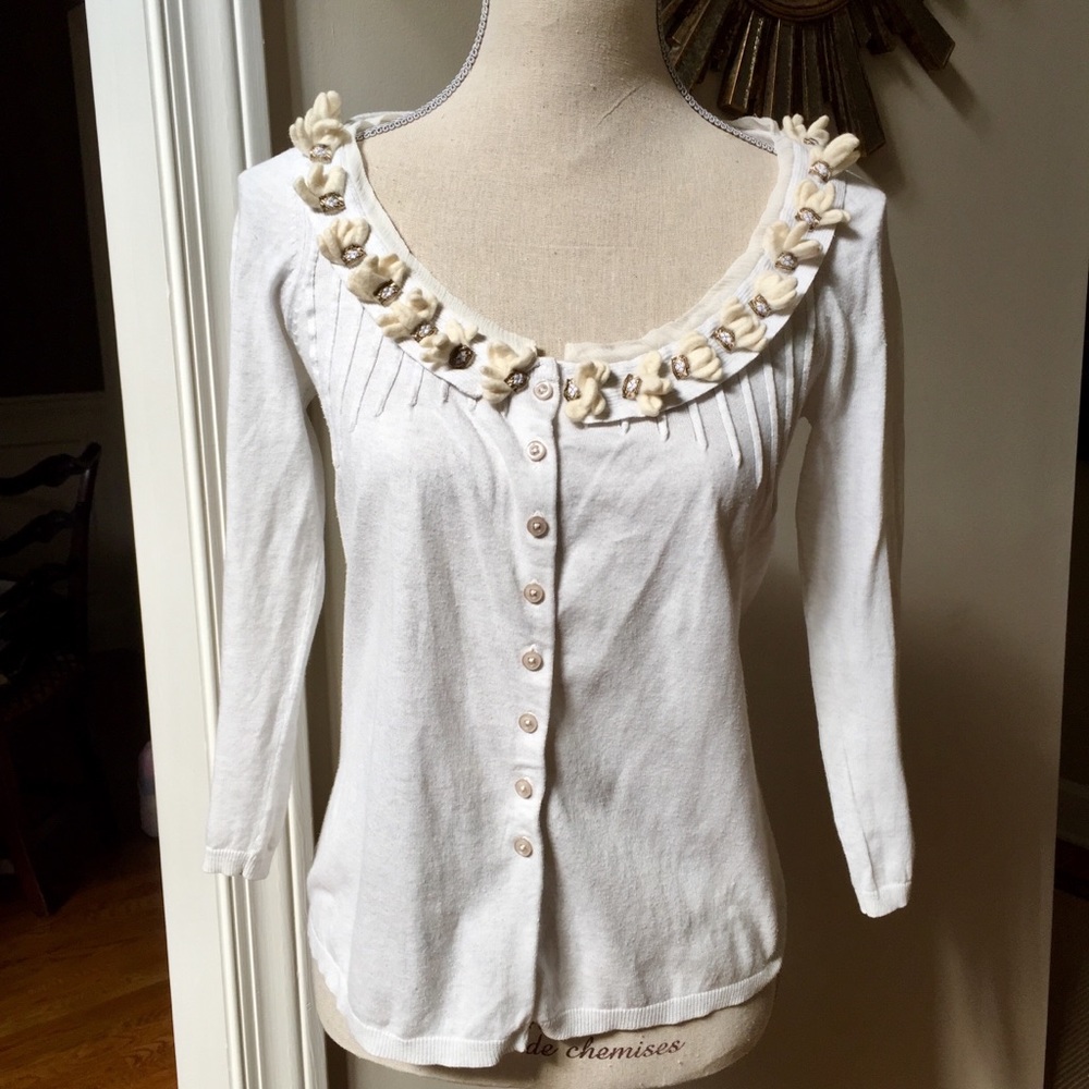 ANTHRO Field Flower Ribbon Cardigan